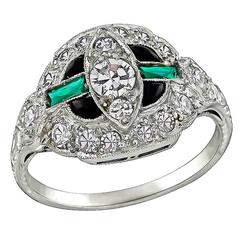 Art Deco Diamond Platinum Engagement Ring 2