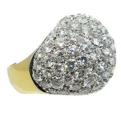 Large Pave Set Gold and Diamond Cluster Ring