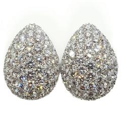 12cttw Large Pave Set Teardrop Diamond Earrings