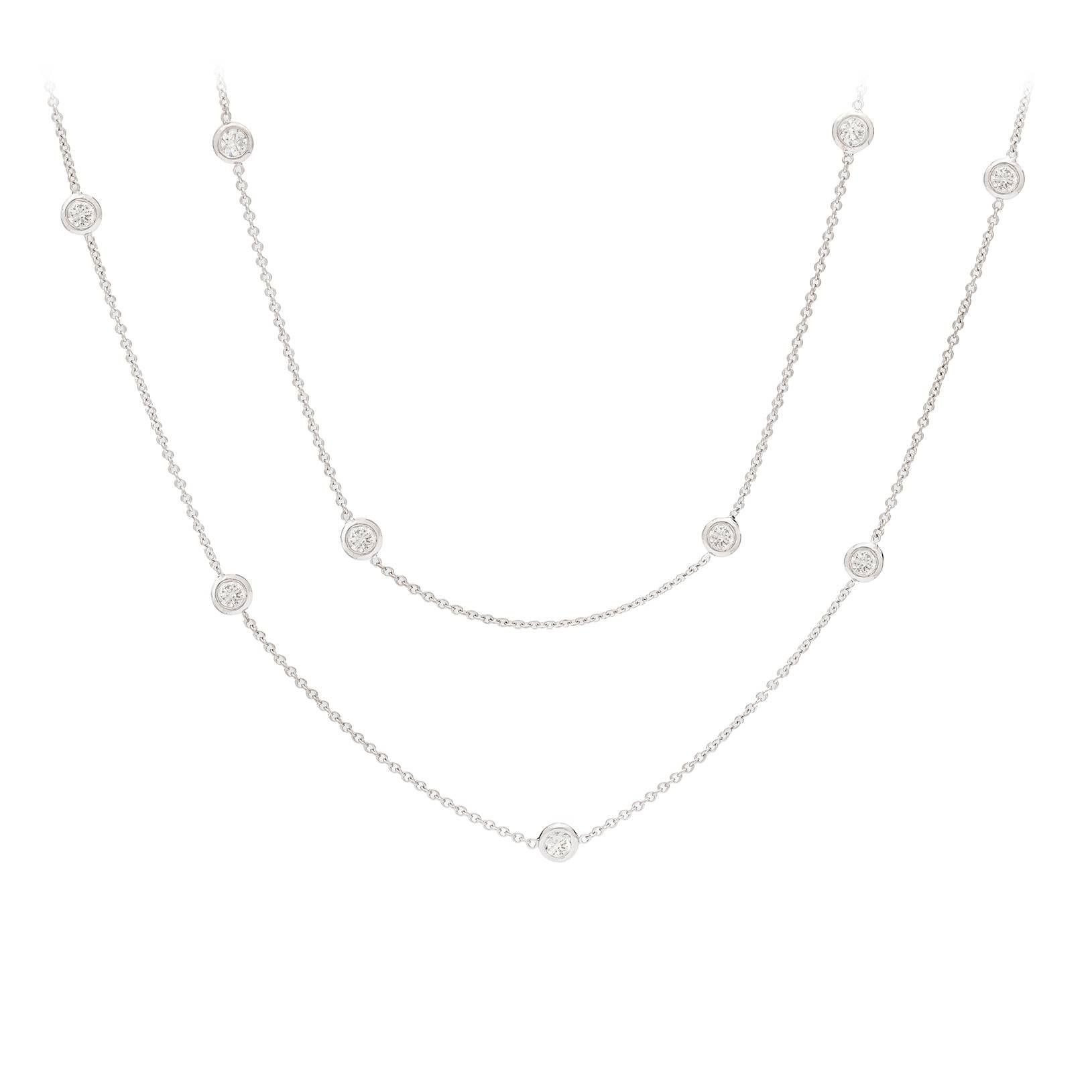 Long Diamond By the Yard White Gold Necklace