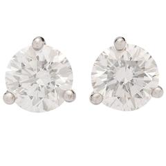 Diamond Three-Prong Screw Back Stud Earrings 4