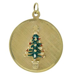 Christmas Tree Gold and Enamel Charm
