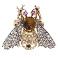 Antique Victorian Bumble Bee Bug Gold Diamond Bug Brooch 7