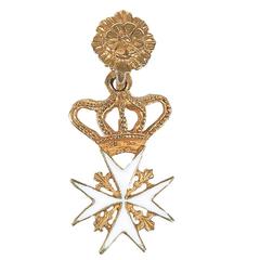 Georgian Gold Enamel Maltese Cross Pendant