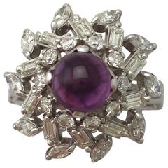 1950s 2.15 Carat Amethyst and 2.13 Carat Diamond, White Gold Dress Ring 6