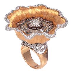 Fiore Missbach ring, Cognac and white diamonds, Rose Gold)