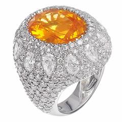 "The Sun" Missbach Ring, Yellow Sapphire, Diamonds and White Gold