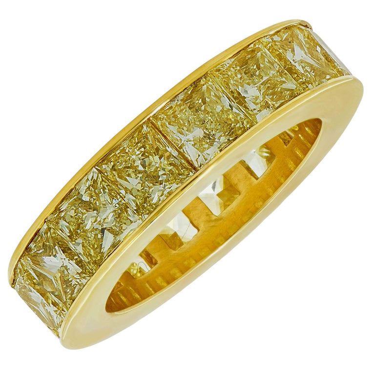 6.22 Carat Fancy Yellow Diamond Eternity Band at 1stDibs