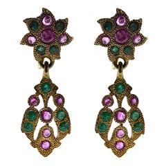 Pink sapphire and Emerald Earrings
