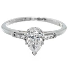 Pear Shaped Diamond Three-Stone Gold Engagement Ring 1