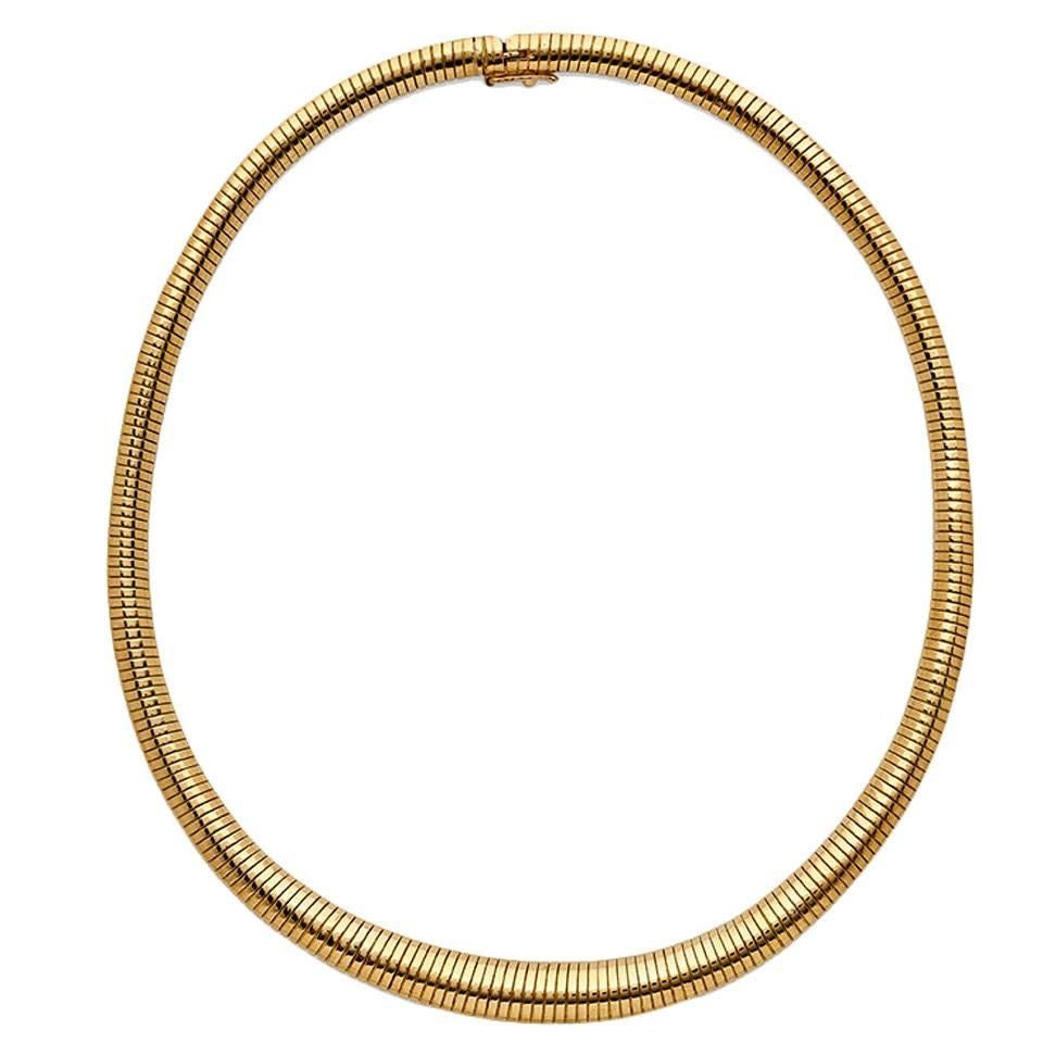 Gubelin Yellow Gold Tubogas Choker Necklace For Sale