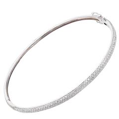 Diamond Micro Pave White Gold Bangle Bracelet