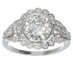 Late Art Deco Diamond European Cut Platinum Engagement Ring 12