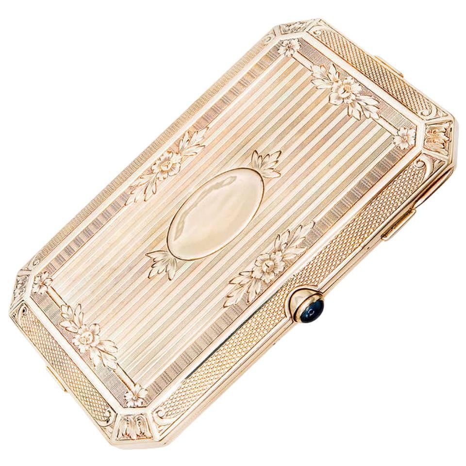 Carter Gough & Co. Sapphire Yellow Gold Ladies Compact For Sale