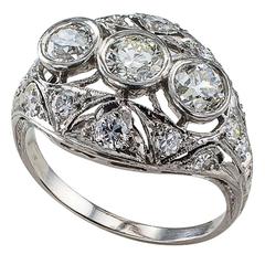 Art Deco Three-Stone Diamond Ring