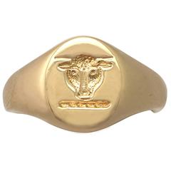 Antique 1920s 18 k Yellow Gold Signet Ring 