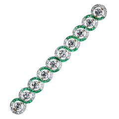 Art Deco Tiffany & Co. Emerald Diamond Bar Brooch