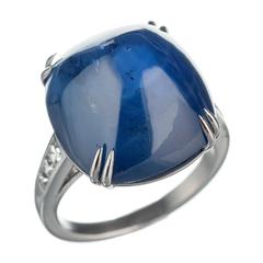 Lucie Campbell Sugarloaf-Cut Sapphire Diamond Platinum Ring