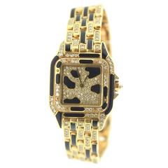 Cartier Yellow Gold with Black Enamel Diamond Panthère Watch