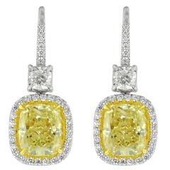 8.22 Carats Canary Yellow Diamond Earrings 10