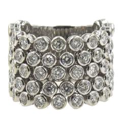 Flexible Five-Row Diamond Gold Wedding Band Ring