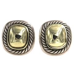 David Yurman Albion Cable Gold Sterling Silver Dome Earrings