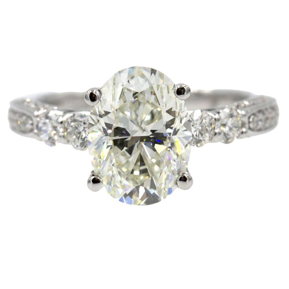 3.08 Carat Oval Diamond Engagement Ring GIA Certified
