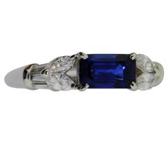 Blue Sapphire Diamond Platinum Ring