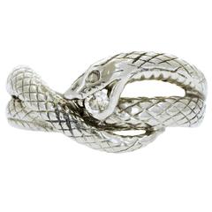 Platinum Vintage Engraved Diamond Snake Ring