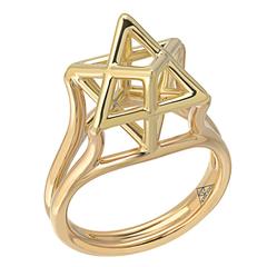 Three Dimensional Star of David Merkaba Gold Ring 4