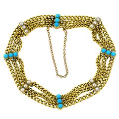Vintage Victorian Turquoise & Pearl* Bracelet