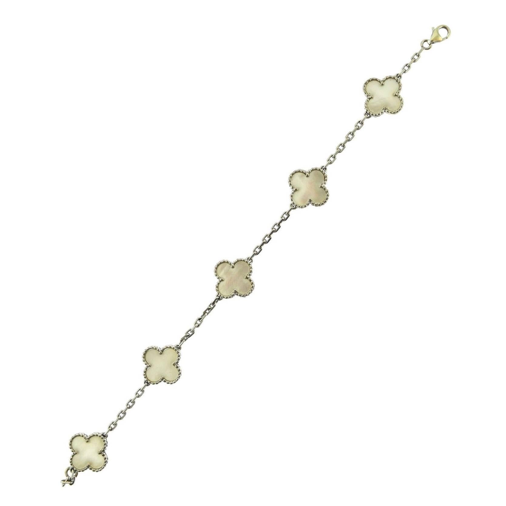 Van Cleef & Arpels Mother of Pearl Vintage Alhambra 5 Motifs Bracelet