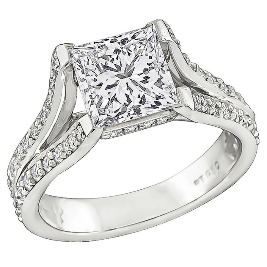 Amazing GIA Cert 2.06 Carat Diamond Platinum Engagement Ring For Sale
