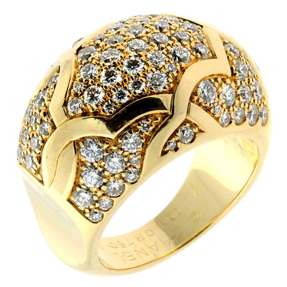 Chanel Camelia Diamond Gold Ring For Sale