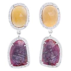 Beautiful Sapphire, Diamond and Silver Earrings 7