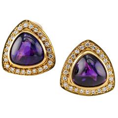 Cabochon Amethyst and Diamond Earrings
