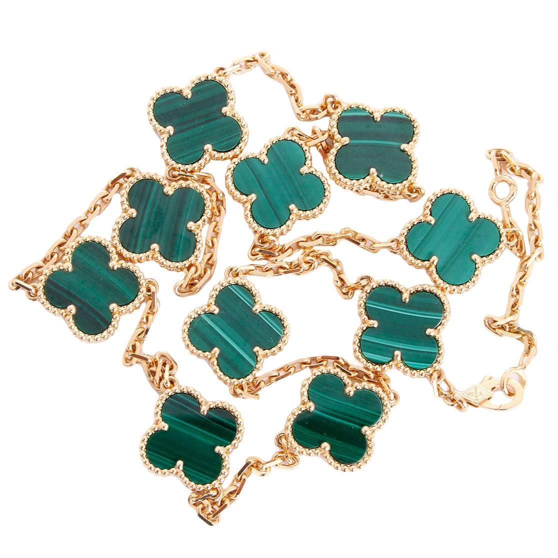 Van Cleef & Arpels Alhambra Malachite Necklace, 10 Motifs