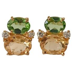 Mini GUM DROP™ Peridot Citrine Diamond Earrings 7