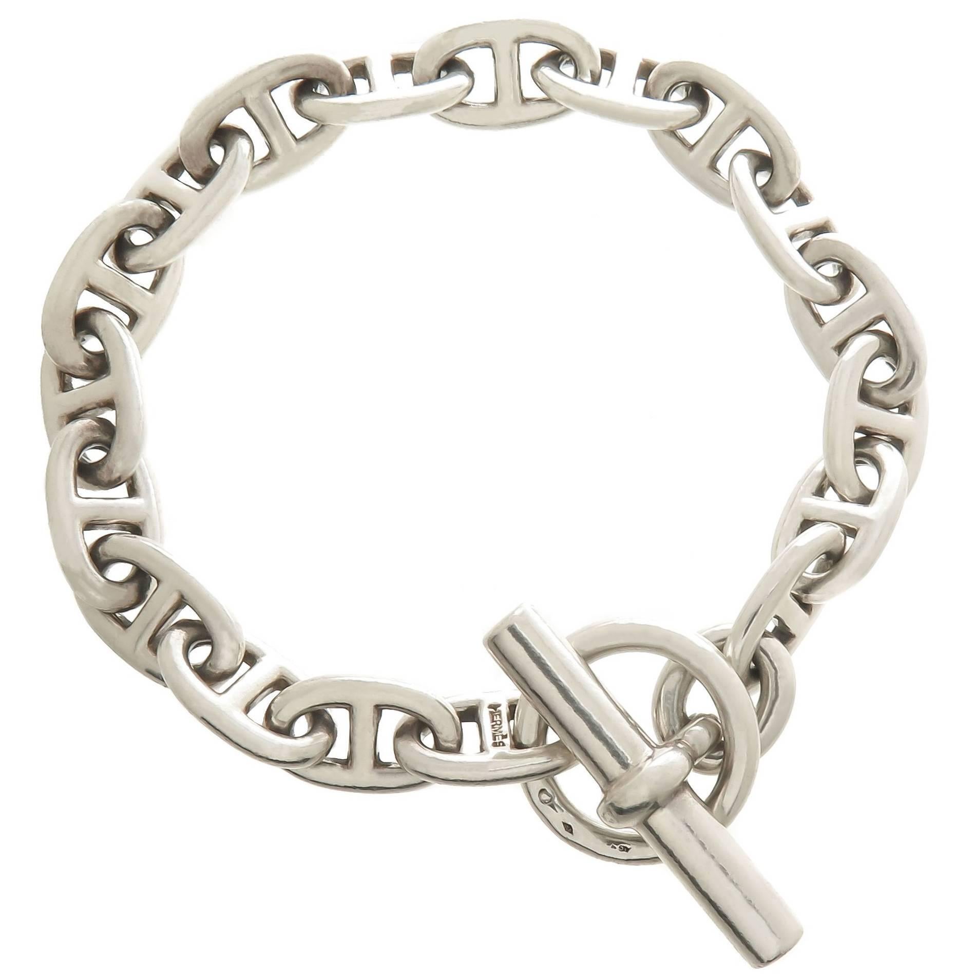 Hermes Sterling Silver Chaine D'Ancre Link Bracelet at 1stDibs