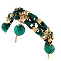 French Antique Malachite and Gold Bracelet
