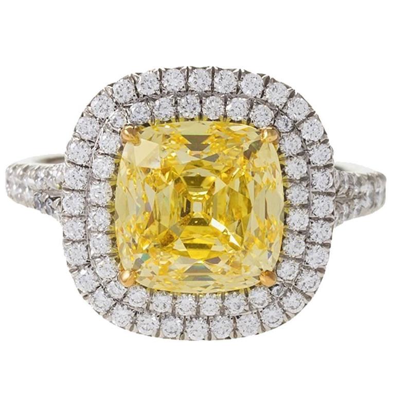 Tiffany and Co. Natural Fancy Intense Yellow Diamond and Platinum Ring