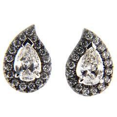 Jona White Diamond Paisley Halo Gold Stud Earrings 9