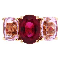 Oval Rubelite and Kunzite Ring 10