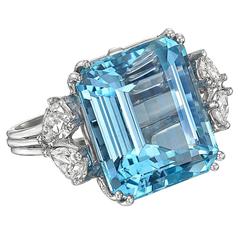 Vintage Aquamarine Diamond Cocktail Ring