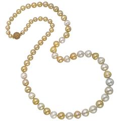 Multicolored South Sea Pearl Necklace with Brown Diamond Clasp