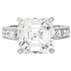 GIA Certified Carré Cut Diamond Engagement Ring with Pavé Diamonds 2