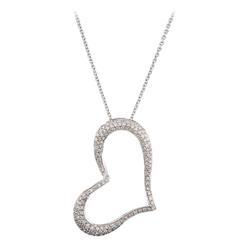 Contemporary Italian Pavé Diamond Heart Pendant Necklace 1