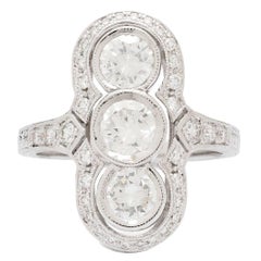 Deco Style Diamond Three-Stone Ring