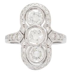 Deco Style Diamond Three-Stone Ring 3