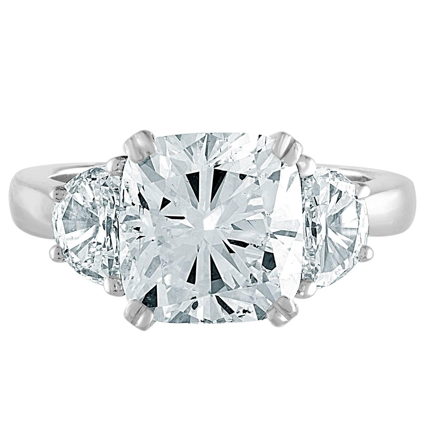 4.05 Carat Cushion Cut Diamond Certificate Set in a Ring